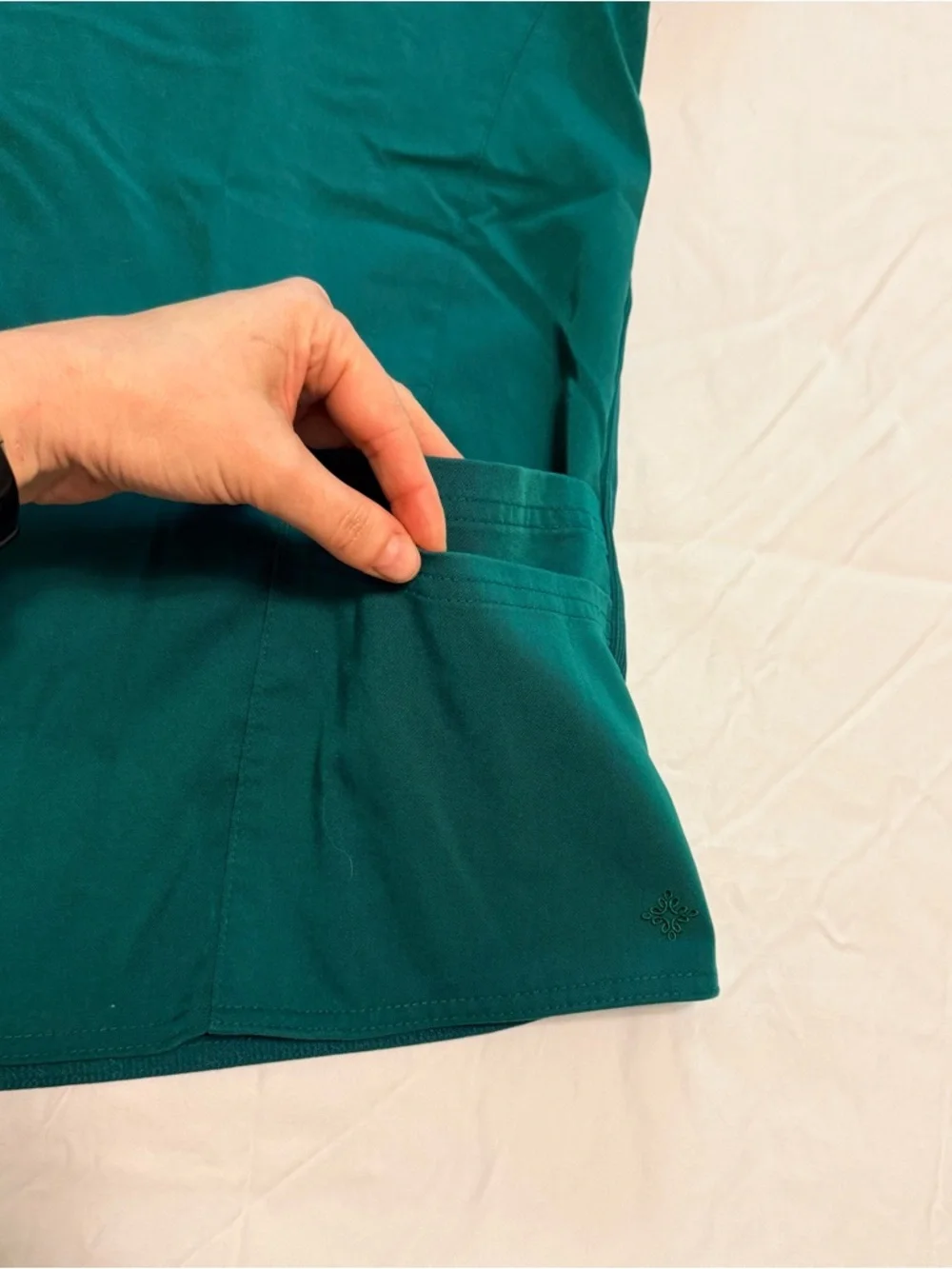 Med Couture Touch V-Neck Short Sleeve Scrub Top - Hunter - Picture 6 of 10